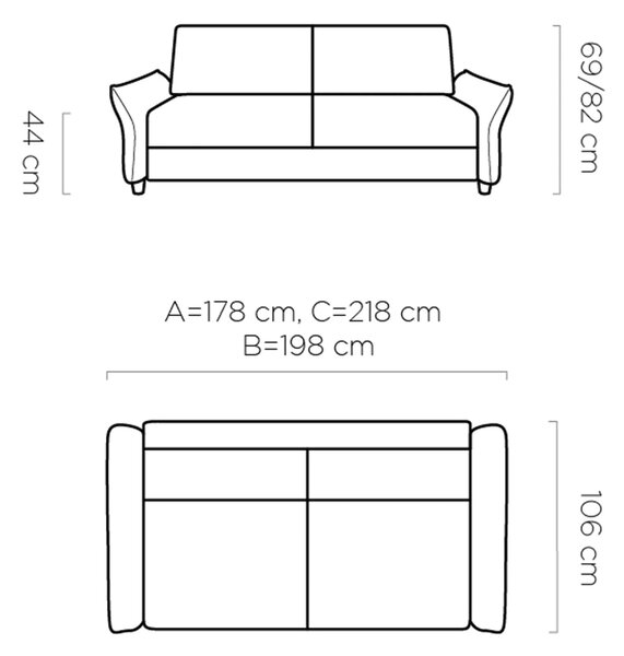 Canapea extensibila CANTO 160, stofa maro - Rosario 472, 218x106x82 cm