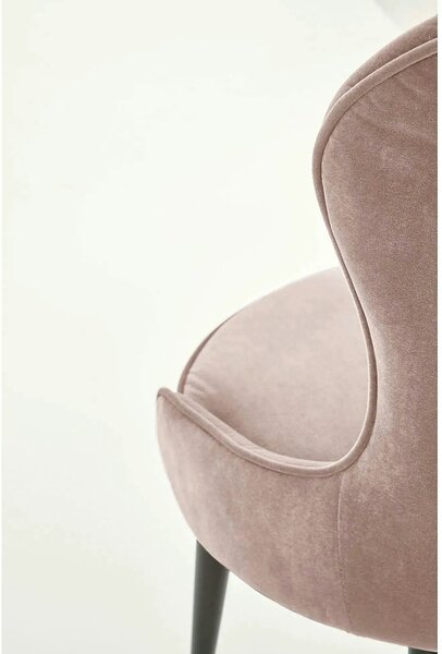 Scaun bej tapitat K366, stofa catifelata/metal, 52x58x92 cm