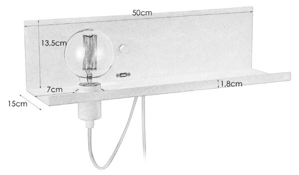 Markslöjd 106969 - Aplică perete dimmabilă cu USB MULTI 1xE27/60W/230V