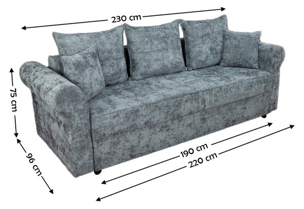 Canapea Extensibilă Elsa Memory Mini, Gri albastrui