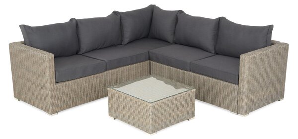 Set mobilier pentru gradina/terasa, Casaboa, coltar + masa, aluminiu/fibre sintetice, natur/gri