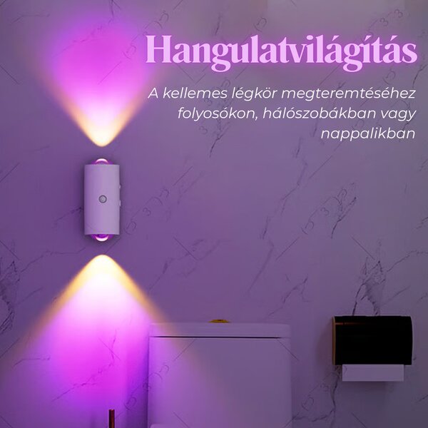 Smart Night – Lampă de perete reîncărcabilă cu LED RGB, lumină ambientală, senzor de mișcare și suport magnetic de perete