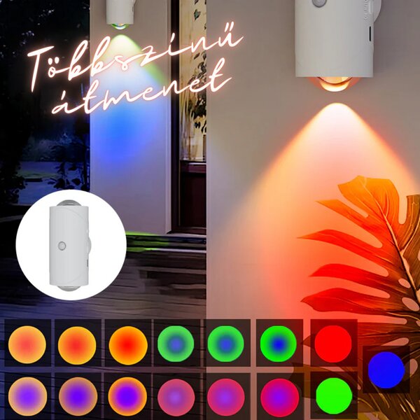Smart Night – Lampă de perete reîncărcabilă cu LED RGB, lumină ambientală, senzor de mișcare și suport magnetic de perete