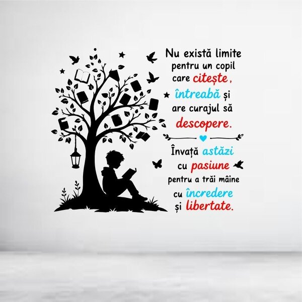 Sticker perete Nu exista limite pentru un copil care citeste