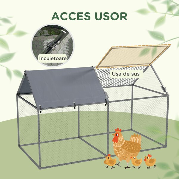 PawHut Cusca pentru Animale Mici, Tarc Exterior cu Acoperiș, Tarusi de Pământ, 2x1m, Verde | Aosom Romania