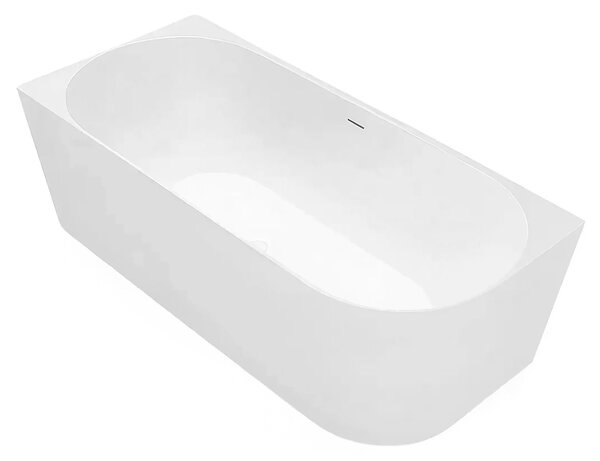 Cadă de baie acrilică de colț Rea Bellanto Slim, 150 cm, stânga, capac de scurgere alb, REA-W0582