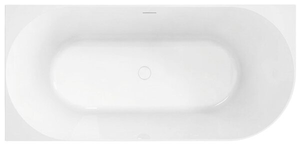 Cadă de baie acrilică de colț Rea Bellanto Slim, 150 cm, stânga, capac de scurgere alb, REA-W0582