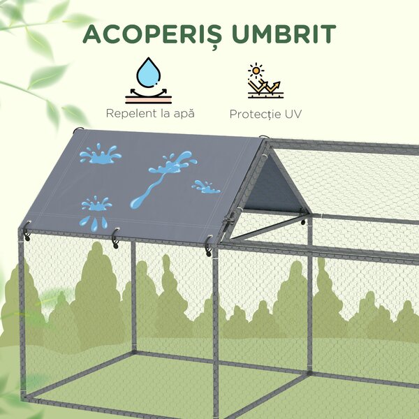 PawHut Cusca pentru Animale Mici, Tarc Exterior cu Acoperiș, Tarusi de Pământ, 2x1m, Verde | Aosom Romania