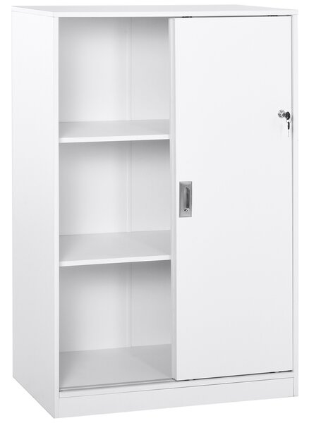 HOMCOM Dulap pentru birou cu 3 rafturi si 2 chei de siguranta, mobilier pentru birou din PAL, 80x40x120 cm, alb