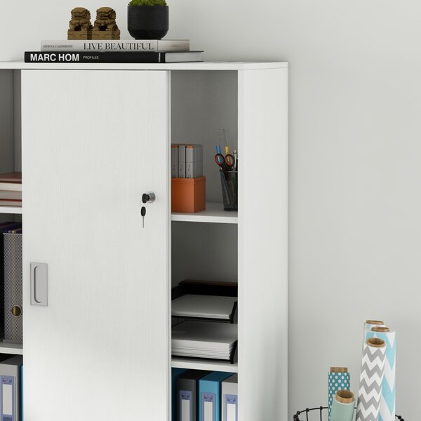 HOMCOM Dulap pentru birou cu 3 rafturi si 2 chei de siguranta, mobilier pentru birou din PAL, 80x40x120 cm, alb