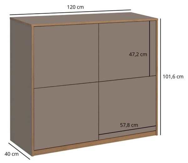 Comoda pentru living COMPLEX, gri, PAL laminat, 120x40x102 cm