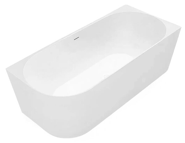 Cadă de baie acrilică de colț Rea Bellanto Slim, 150 cm, dreapta, capac de scurgere alb, REA-W0583
