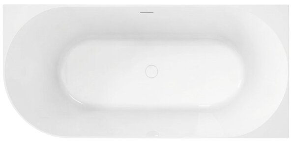 Cadă de baie acrilică de colț Rea Bellanto Slim, 150 cm, dreapta, capac de scurgere alb, REA-W0583