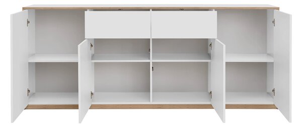 Comoda pentru living COMPLEX, alb, PAL laminat, 220x40x89 cm