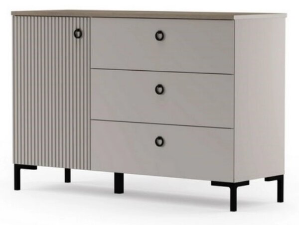 Comoda pentru living DOMINICA, grej/stejar, PAL laminat, 120x41x81 cm
