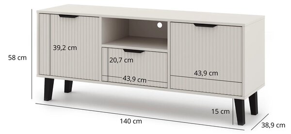 Comoda tv eleganta BORG, casmir, PAL laminat, 140x39x58 cm