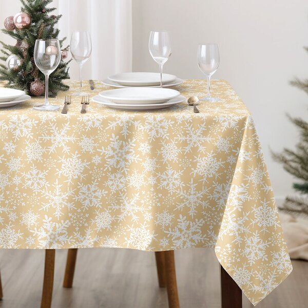 Goldea față de masă 100% bumbac - fulgi de zăpadă pe auriu 100 x 140 cm