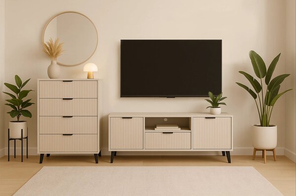 Comoda cu sertare inalta BORG, casmir, PAL laminat, 70x39x103 cm