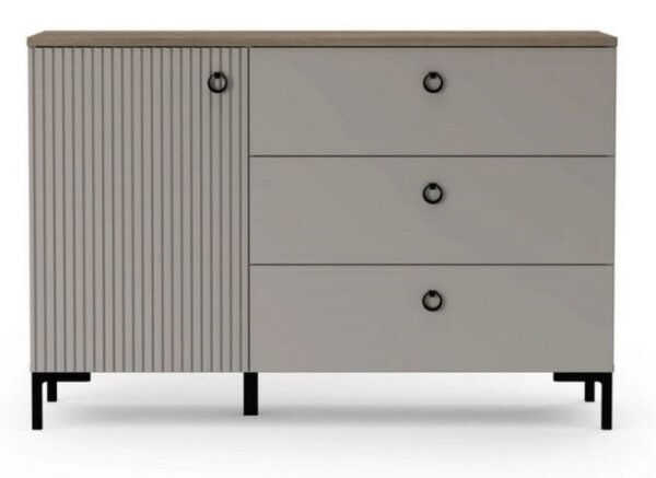 Comoda pentru living DOMINICA, grej/stejar, PAL laminat, 120x41x81 cm
