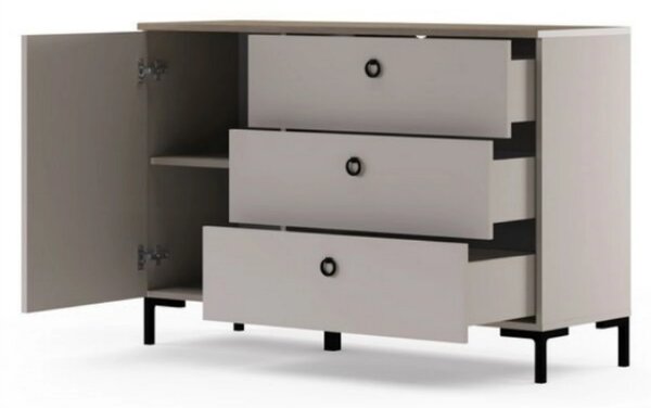 Comoda pentru living DOMINICA, grej/stejar, PAL laminat, 120x41x81 cm