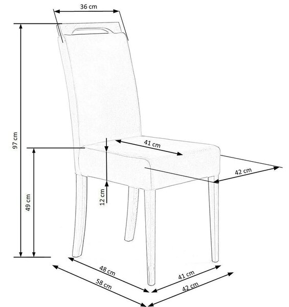 Scaun CLARION, verde/stejar, stofa catifelata/lemn, 42x58x97 cm