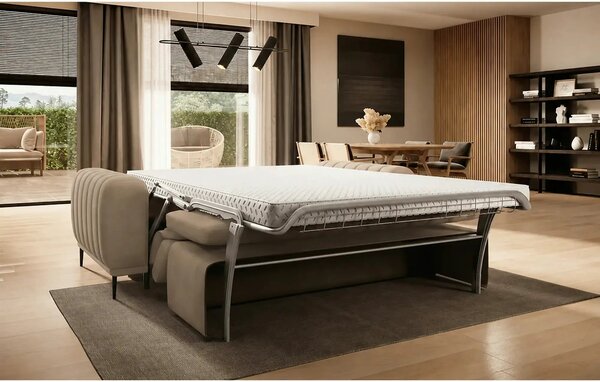 Canapea extensibila GANDI 160, stofa catifelata bej - Riviera 16, cu t