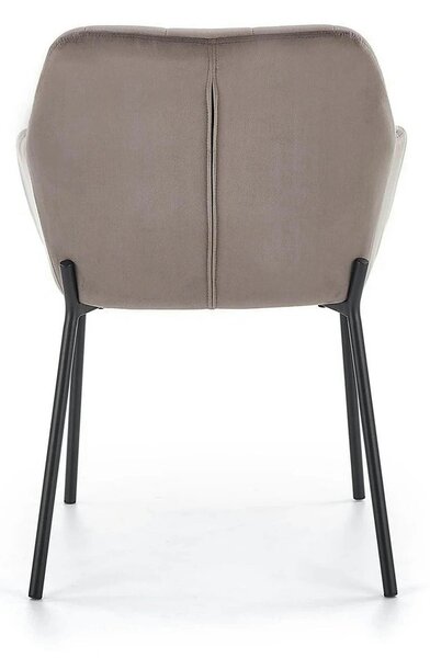Scaun living K305, gri/negru, stofa catifelata/metal, 58x57x80 cm