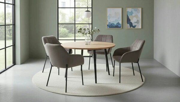 Scaun living K305, gri/negru, stofa catifelata/metal, 58x57x80 cm