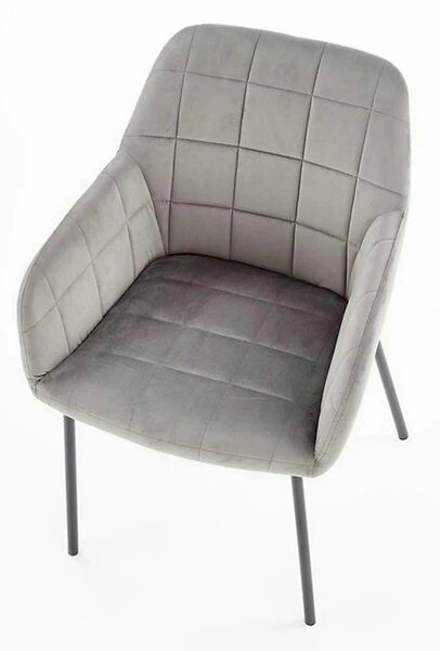 Scaun living K305, gri/negru, stofa catifelata/metal, 58x57x80 cm