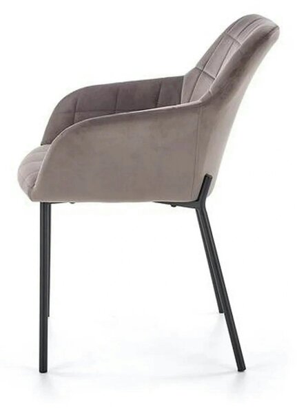 Scaun living K305, gri/negru, stofa catifelata/metal, 58x57x80 cm