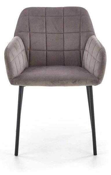 Scaun living K305, gri/negru, stofa catifelata/metal, 58x57x80 cm