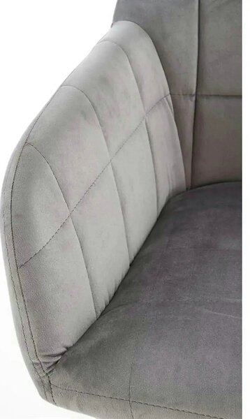 Scaun living K305, gri/negru, stofa catifelata/metal, 58x57x80 cm