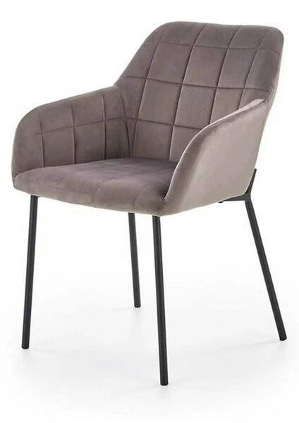 Scaun living K305, gri/negru, stofa catifelata/metal, 58x57x80 cm
