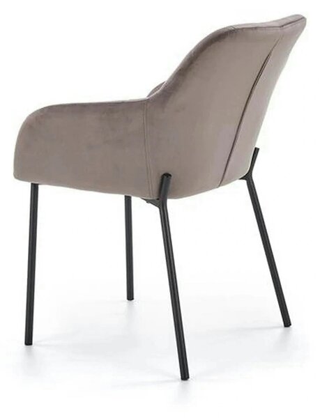 Scaun living K305, gri/negru, stofa catifelata/metal, 58x57x80 cm