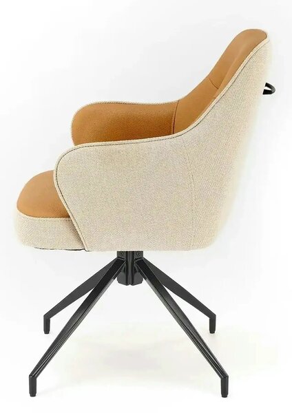 Scaun rotativ K527, maro/bej/negru, stofa clasica/piele ecologica/meta