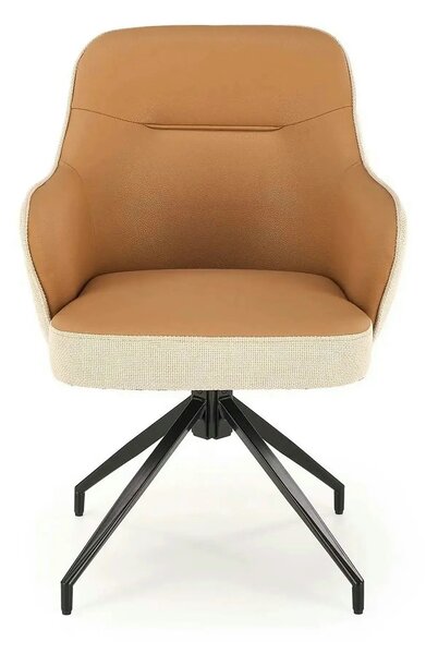 Scaun rotativ K527, maro/bej/negru, stofa clasica/piele ecologica/meta