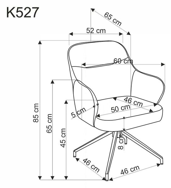 Scaun rotativ K527, maro/bej/negru, stofa clasica/piele ecologica/meta
