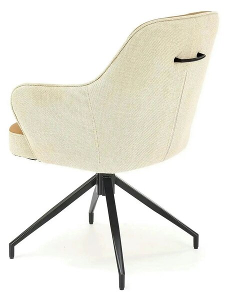 Scaun rotativ K527, maro/bej/negru, stofa clasica/piele ecologica/meta