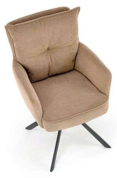 Scaun rotativ K528, cappucino/negru, stofa catifelata/metal, 60x67x90