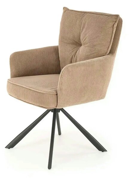 Scaun rotativ K528, cappucino/negru, stofa catifelata/metal, 60x67x90