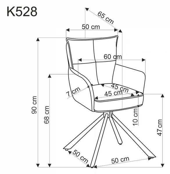 Scaun rotativ K528, cappucino/negru, stofa catifelata/metal, 60x67x90