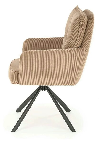 Scaun rotativ K528, cappucino/negru, stofa catifelata/metal, 60x67x90