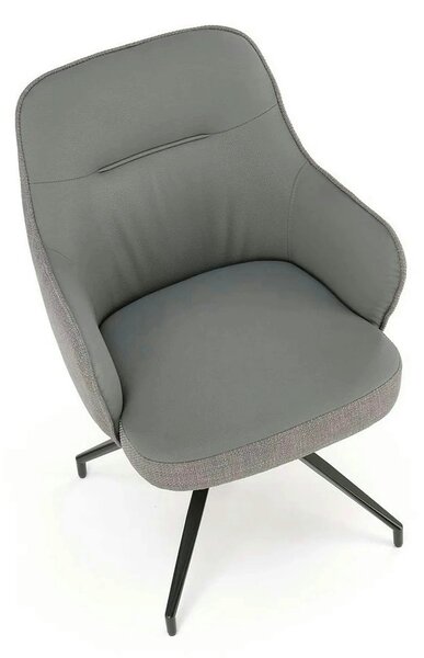 Scaun rotativ K527, gri/negru, stofa clasica/piele ecologica/metal, 60