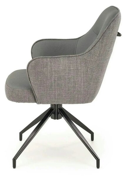 Scaun rotativ K527, gri/negru, stofa clasica/piele ecologica/metal, 60