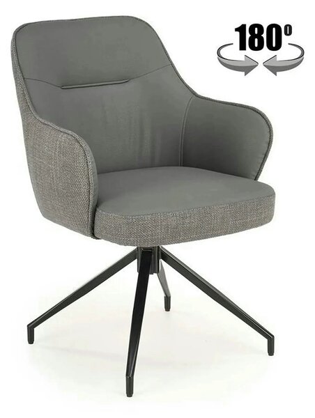 Scaun rotativ K527, gri/negru, stofa clasica/piele ecologica/metal, 60