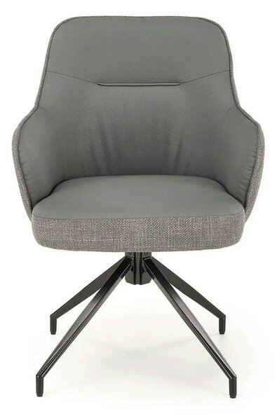 Scaun rotativ K527, gri/negru, stofa clasica/piele ecologica/metal, 60
