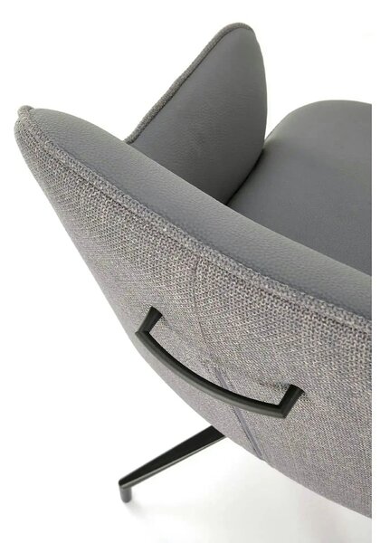Scaun rotativ K527, gri/negru, stofa clasica/piele ecologica/metal, 60