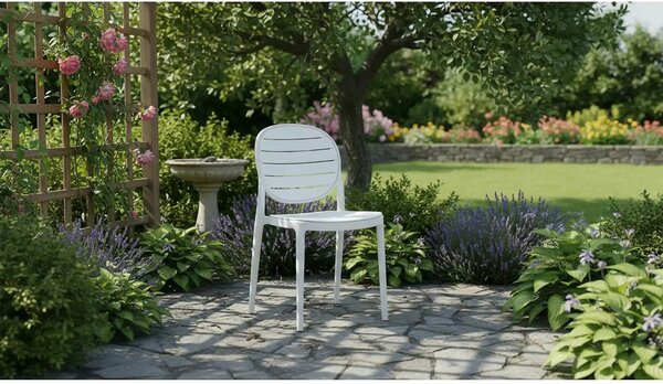 Scaun de gradina K529, alb, polipropilena, 42x51x83 cm
