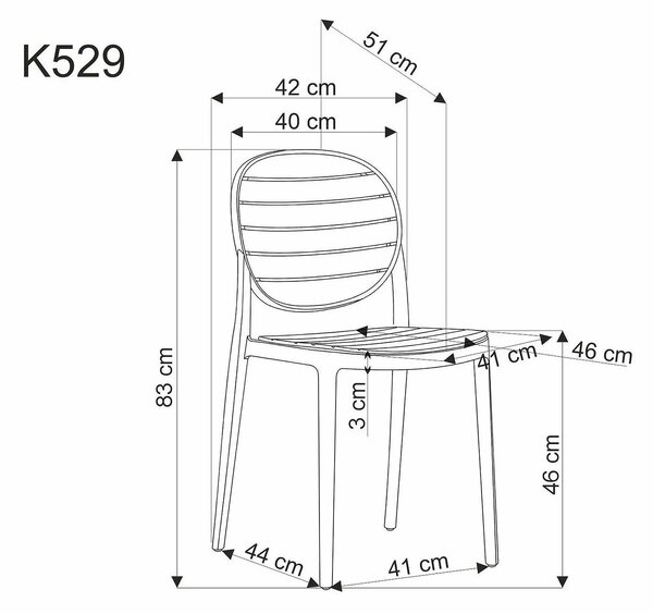 Scaun de gradina K529, alb, polipropilena, 42x51x83 cm