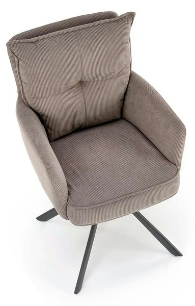 Scaun rotativ K528, gri/negru, stofa catifelata/metal, 60x67x90 cm